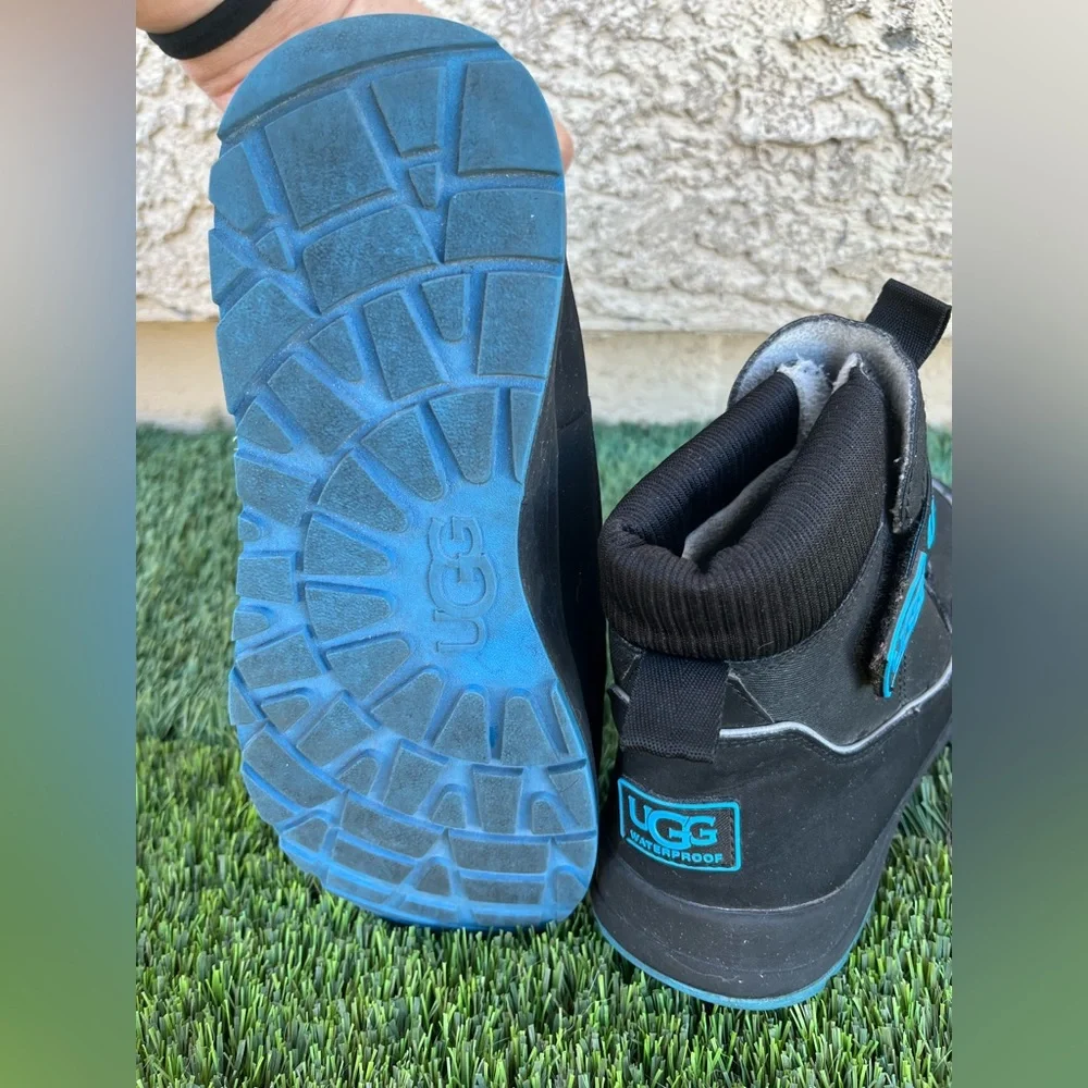 UGG Kids Black‎ Boots with Blue Accents